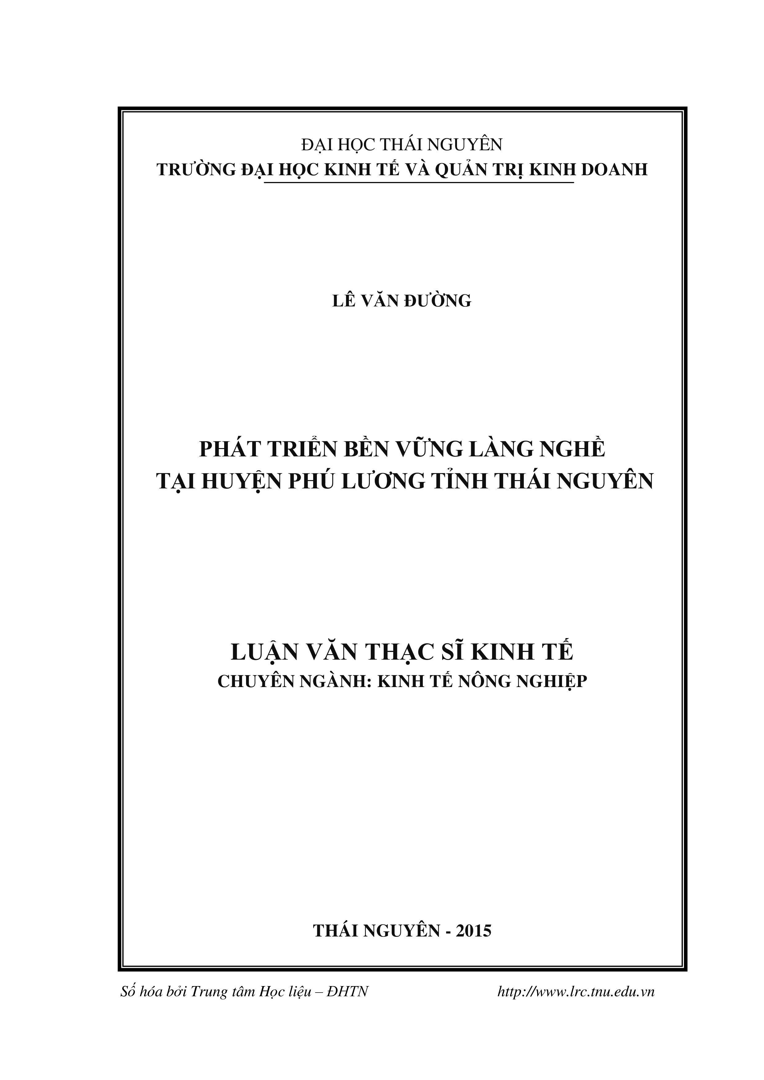 Phát triển  bền vững  làng  nghề  tại  huyện Phú Lương  tỉnh Thái Nguyên