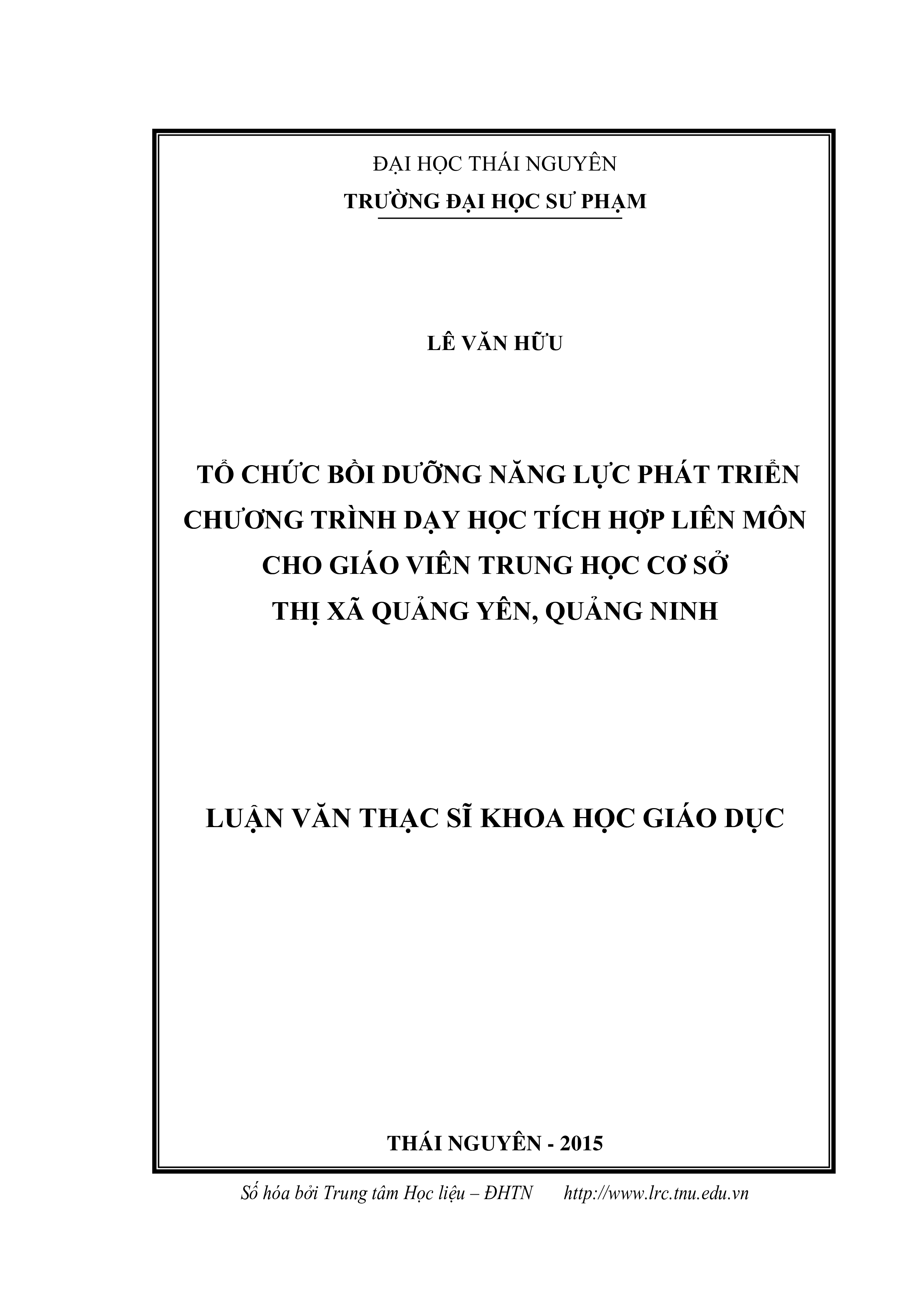 Tổ chức bồi dưỡng năng lực phát triển  chương trình dạy học tích hợp liên môn cho giáo viên THCS thị xã Quảng Yên,  Quảng Ninh