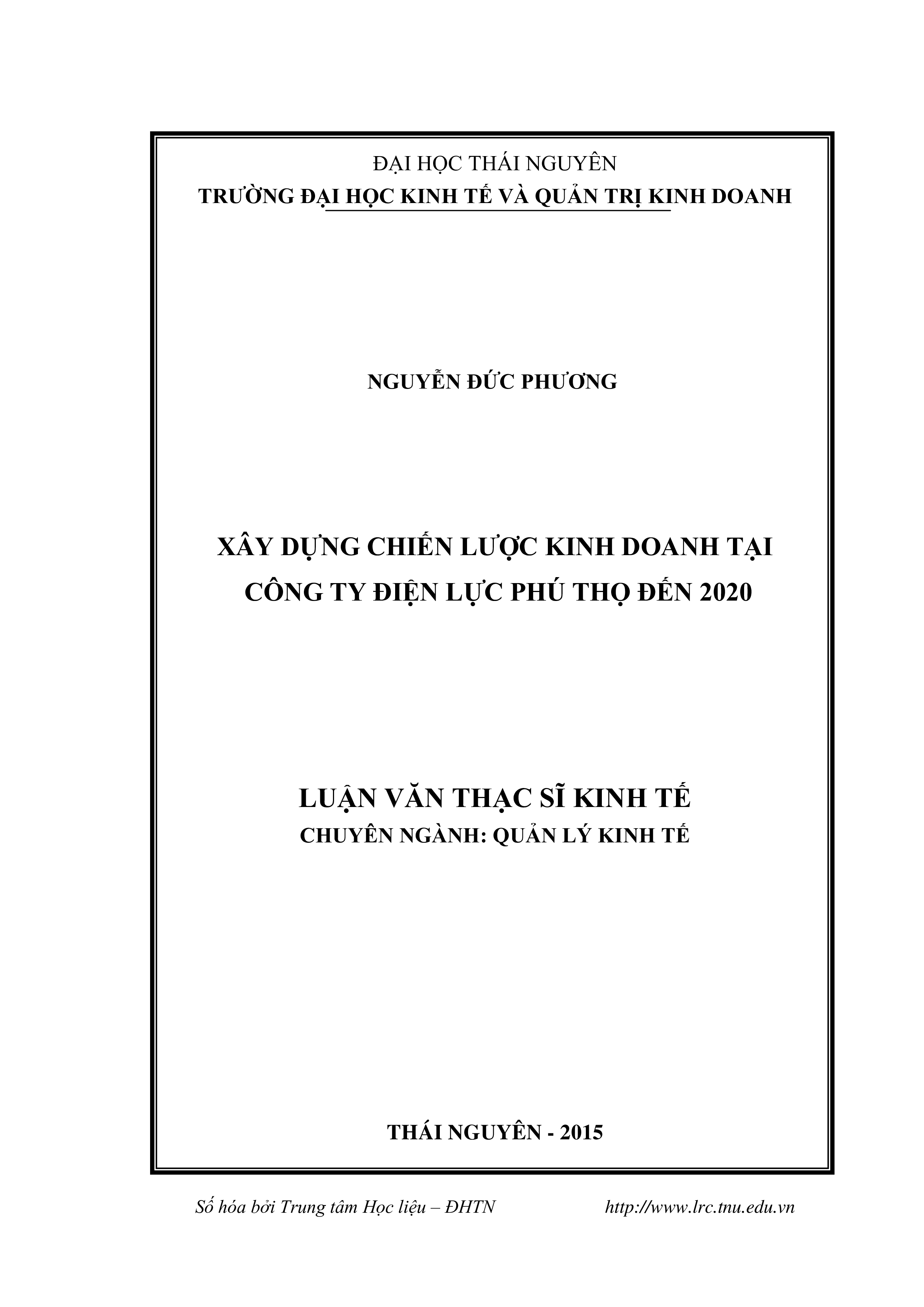 Xây dựng chiến  lược kinh doanh  tại  Công ty  Điện lực Phú Thọ (PTPC)  đến  2020
