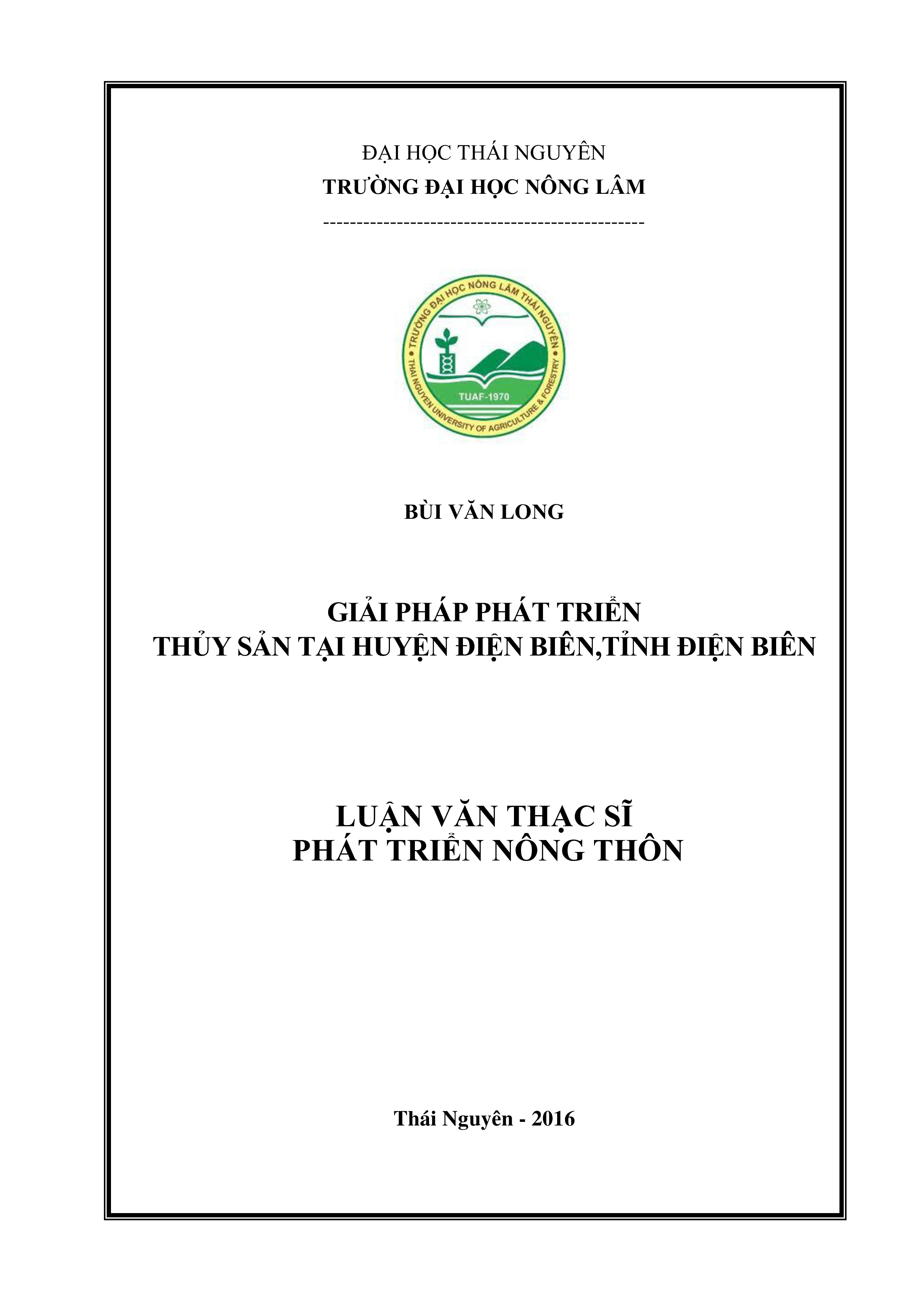 Giải pháp phát triển thuỷ sản tại huyện Điện Biên, tỉnh Điện Biên