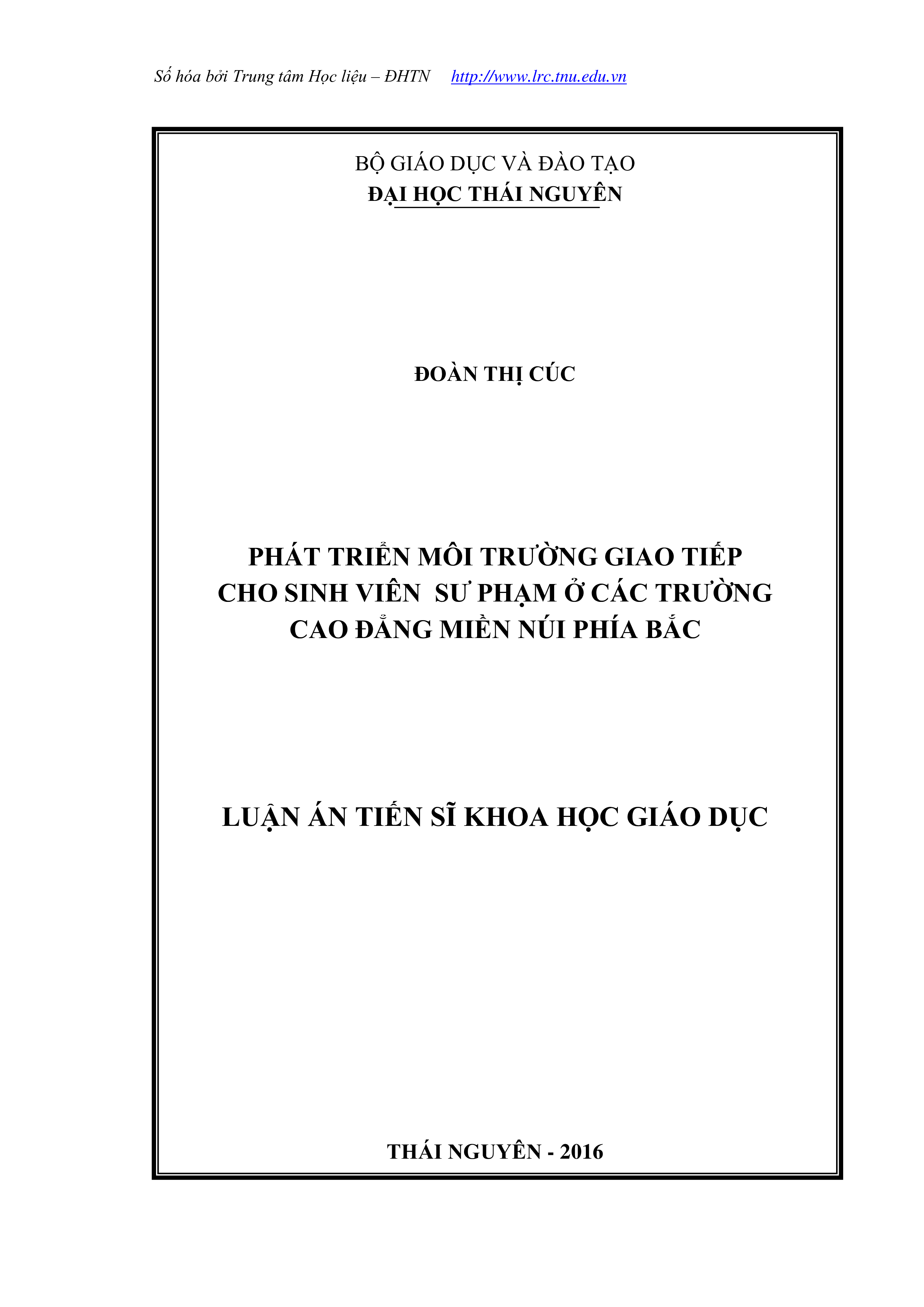 Phát triển môi trường giao tiếp cho sinh viên sư phạm ở các trường cao đẳng miền núi phía bắc