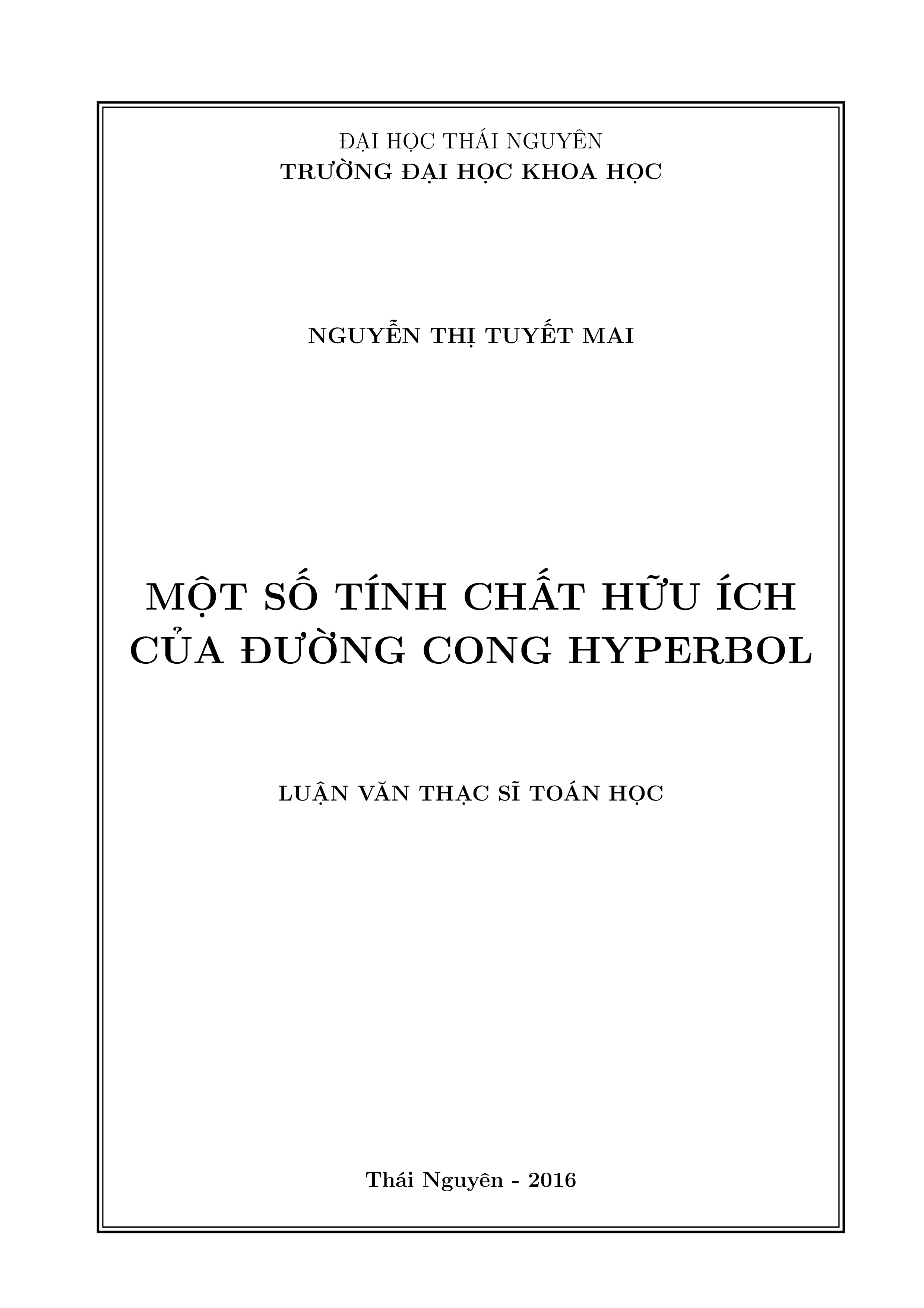 Một số tính chất hữu ích của đường cong Hyperbol