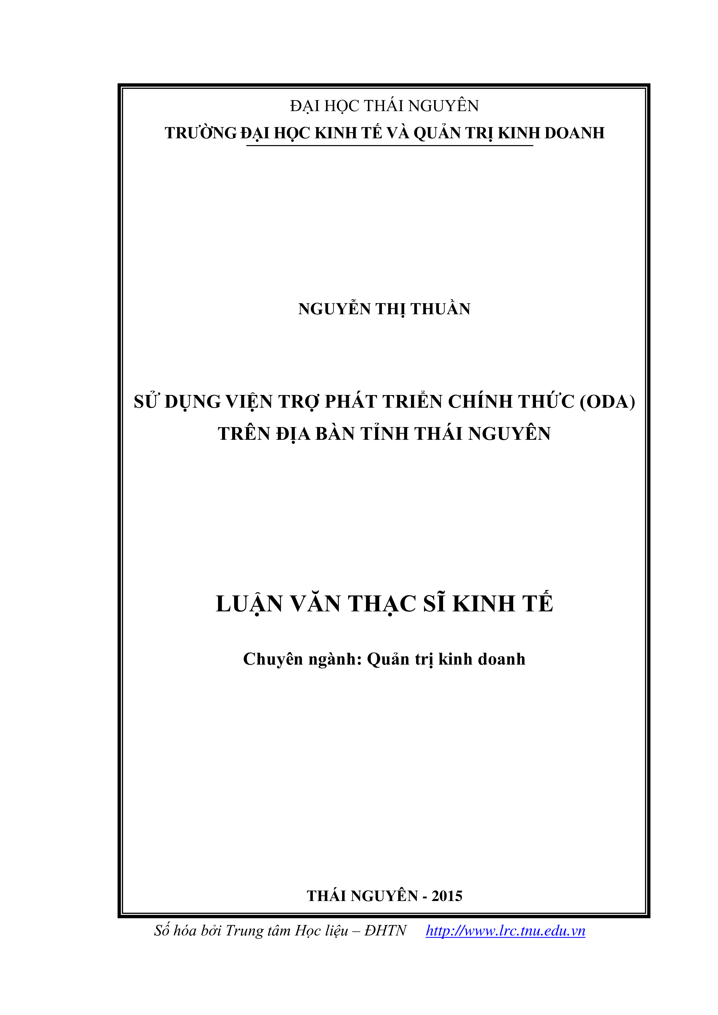 Sử dụng viện trợ phát triển chính thức (ODA) trên địa bàn tỉnh Thái Nguyên