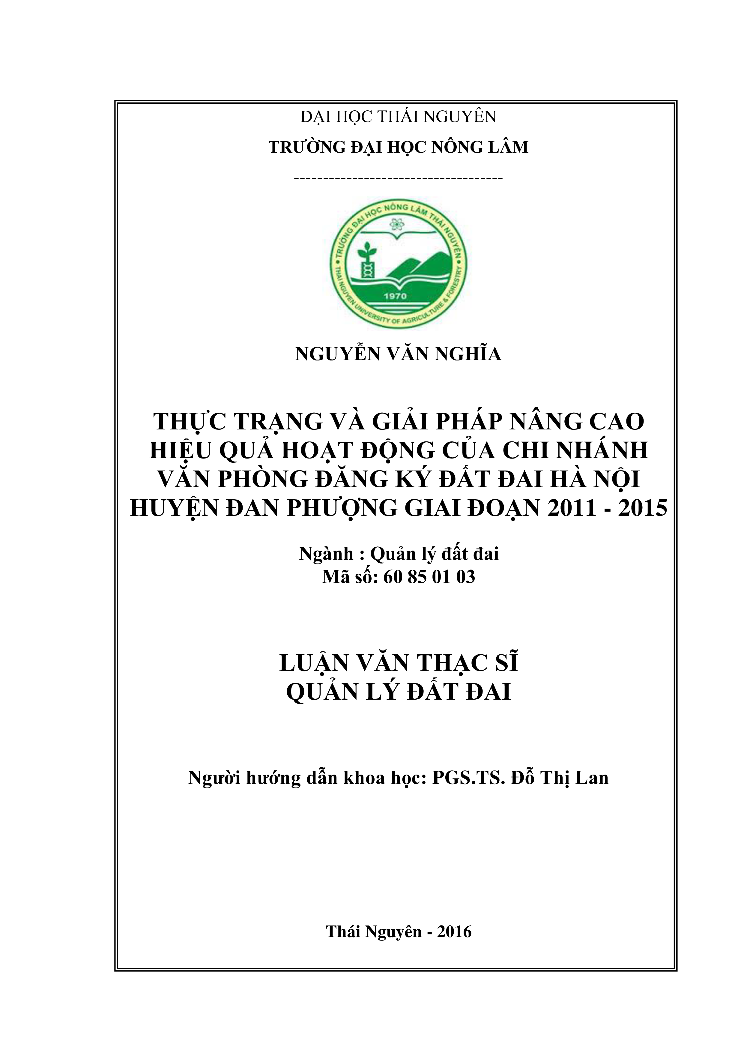 Thực trạng và giải pháp nâng cao hiệu quả hoạt động của chi nhánh văn phòng  đăng kí đất đai Hà Nội huyện Đan Phượng