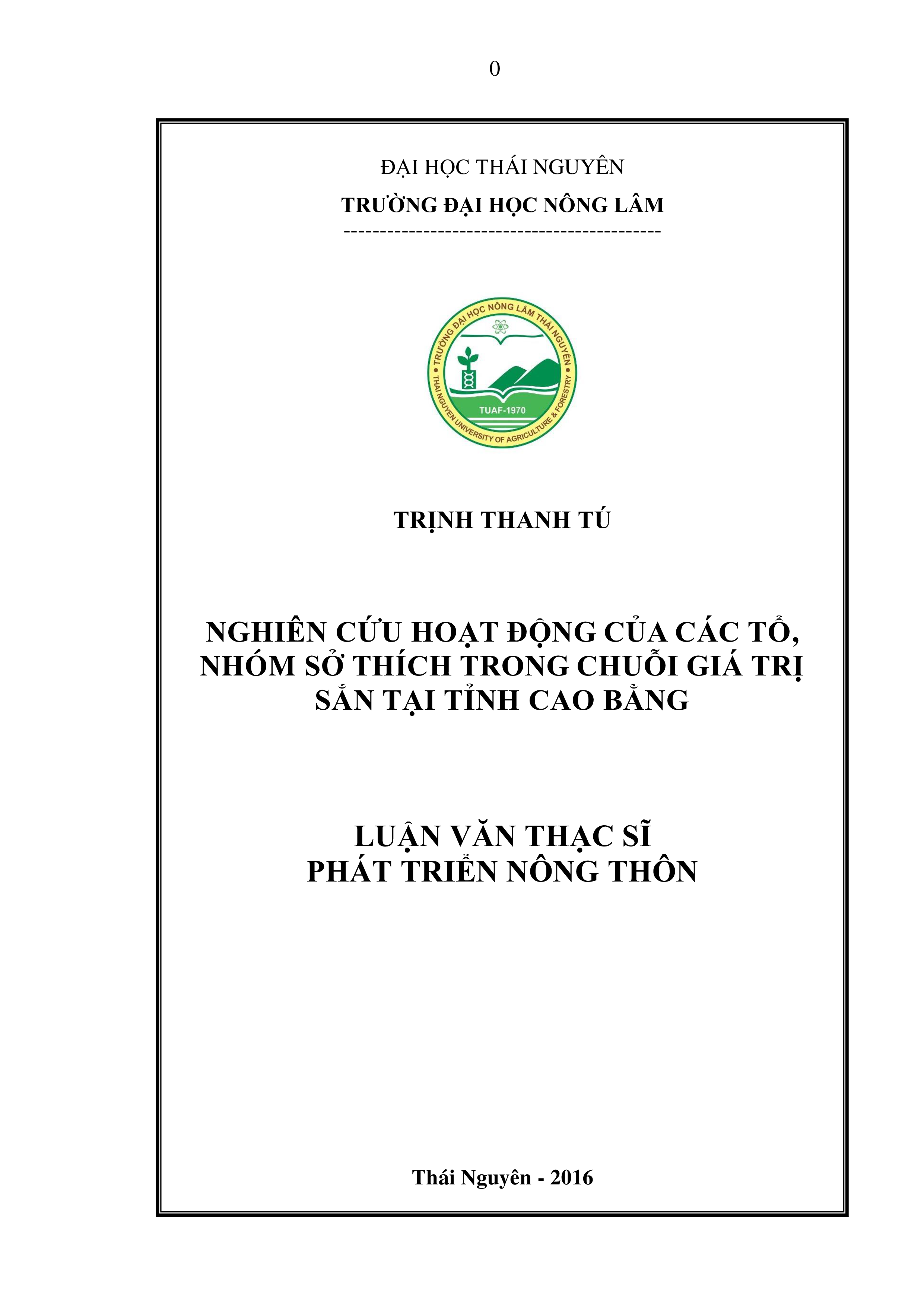 Nghiên cứu hoạt động của các tổ, nhóm sở thích trong chuỗi giá trị sắn tại tỉnh Cao Bằng