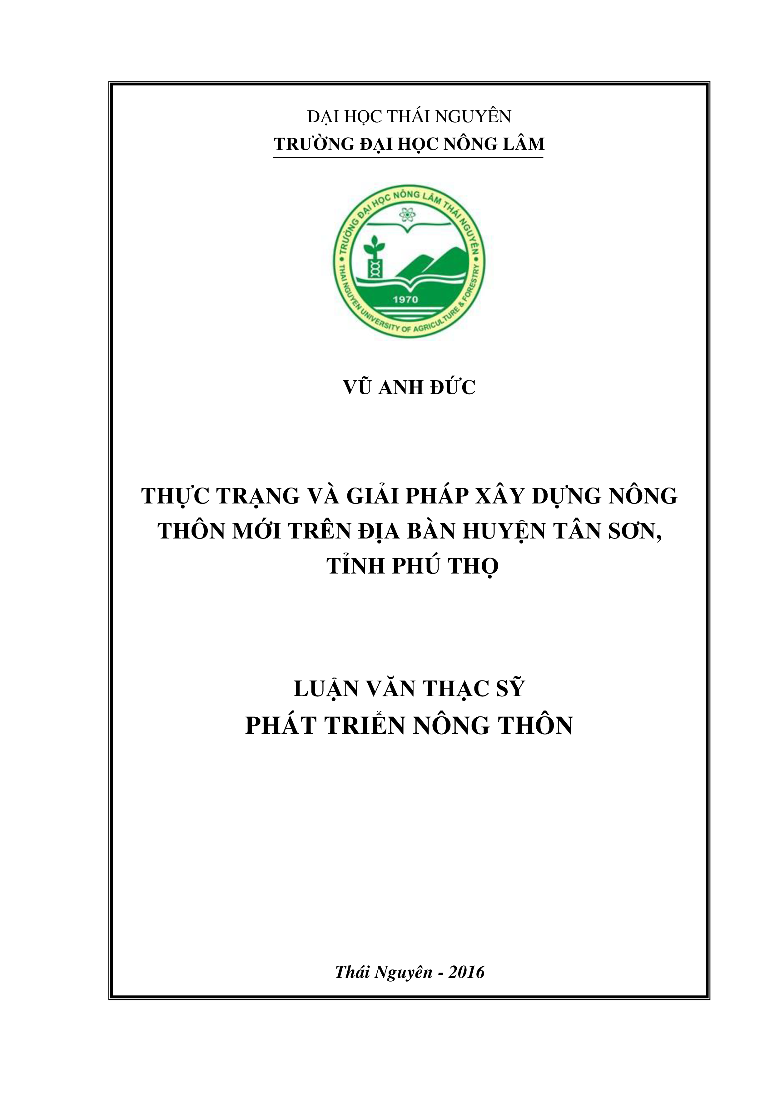 Thực trạng và giải pháp xây dựng nông thôn mới trên địa bàn huyện Tân Sơn - Phú Thọ