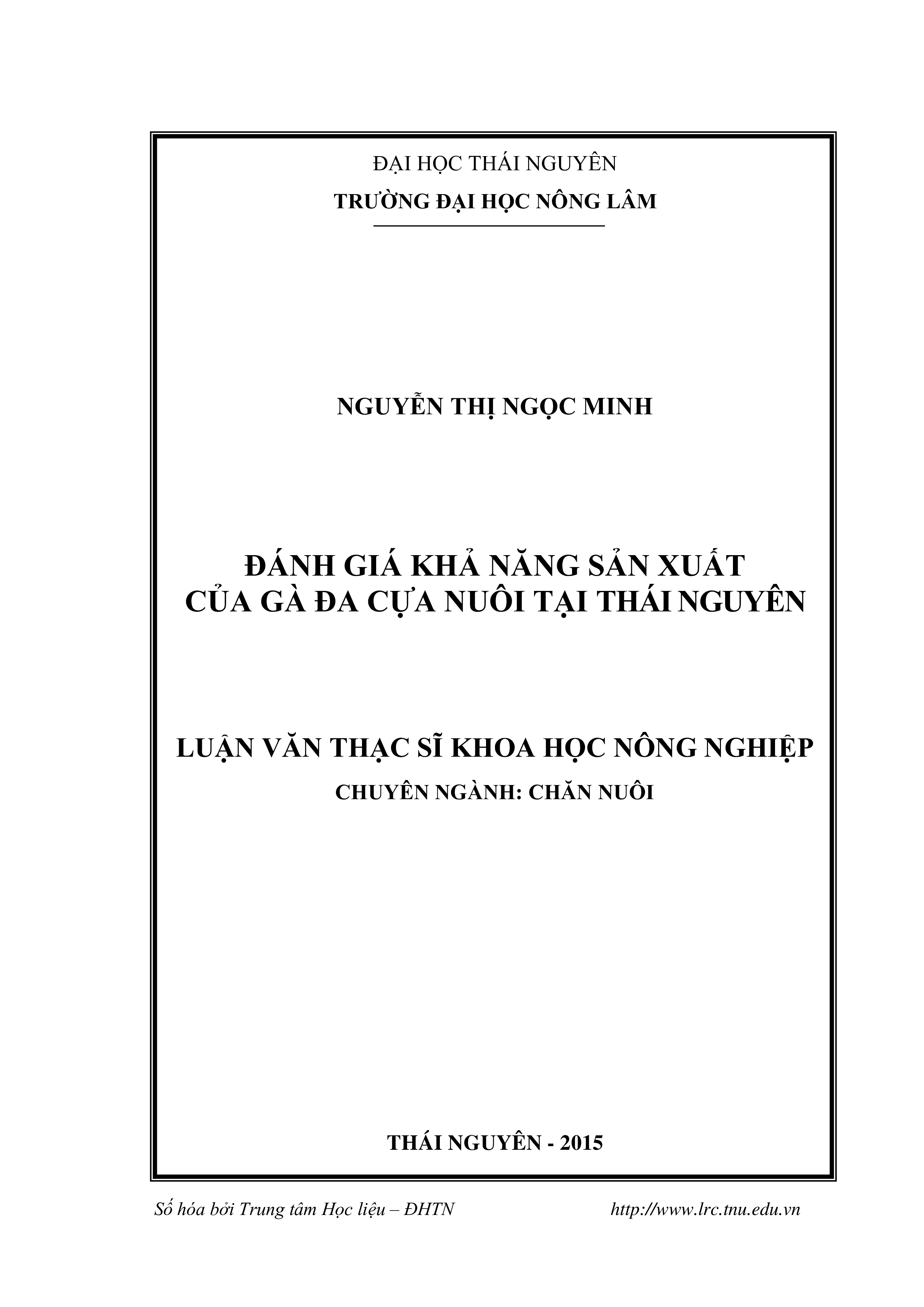 Đánh giá khả năng sinh sản của gà Đa cựa nuôi tại  Thái Nguyên