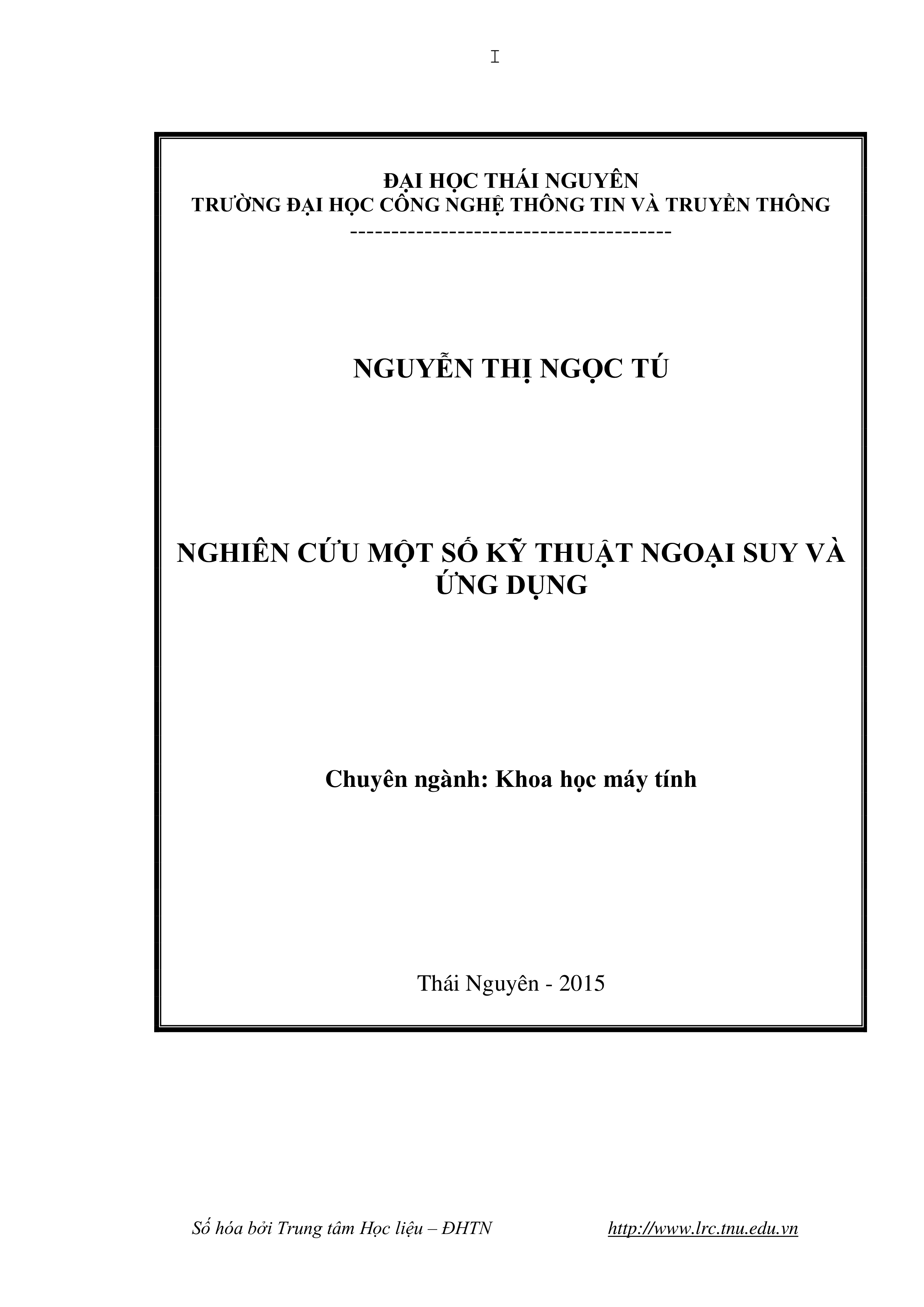 Nghiên cứu một số kỹ thuật ngoại suy và ứng dụng