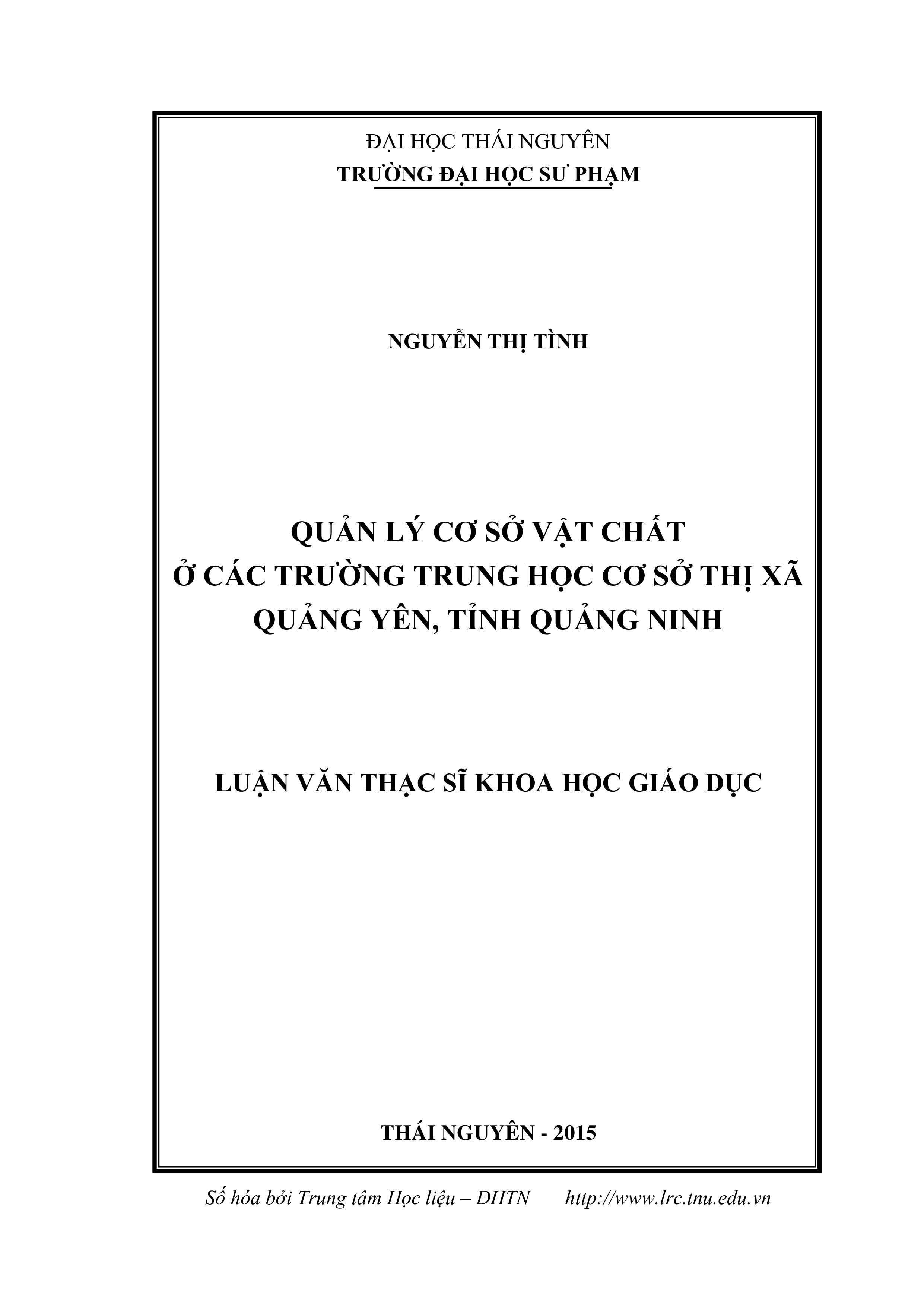 Quản lý cơ sở vật chất ở các trường THCS thị xã Quảng Yên, tỉnh Quảng Ninh