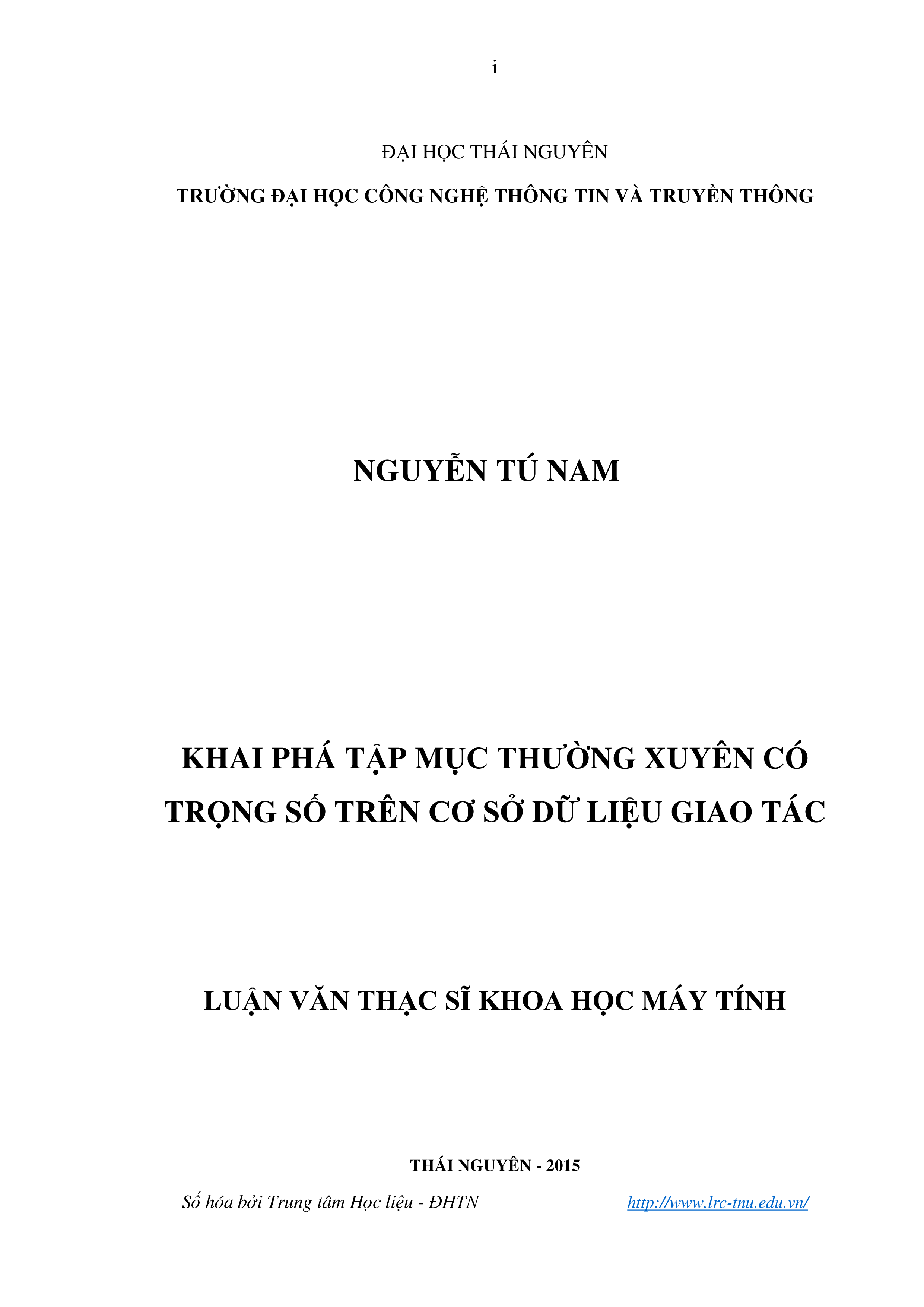 Khai phá tập mục thường xuyên có trọng số trên cơ sở dữ liệu giao tác