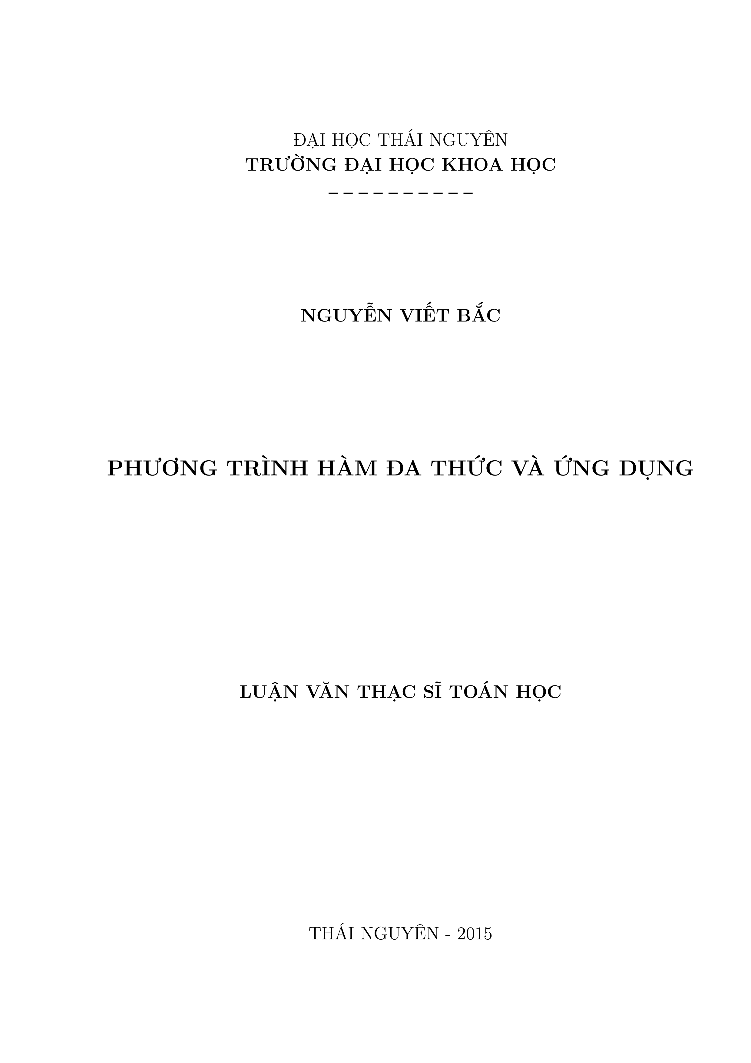 Phương trình hàm đa thức và ứng dụng