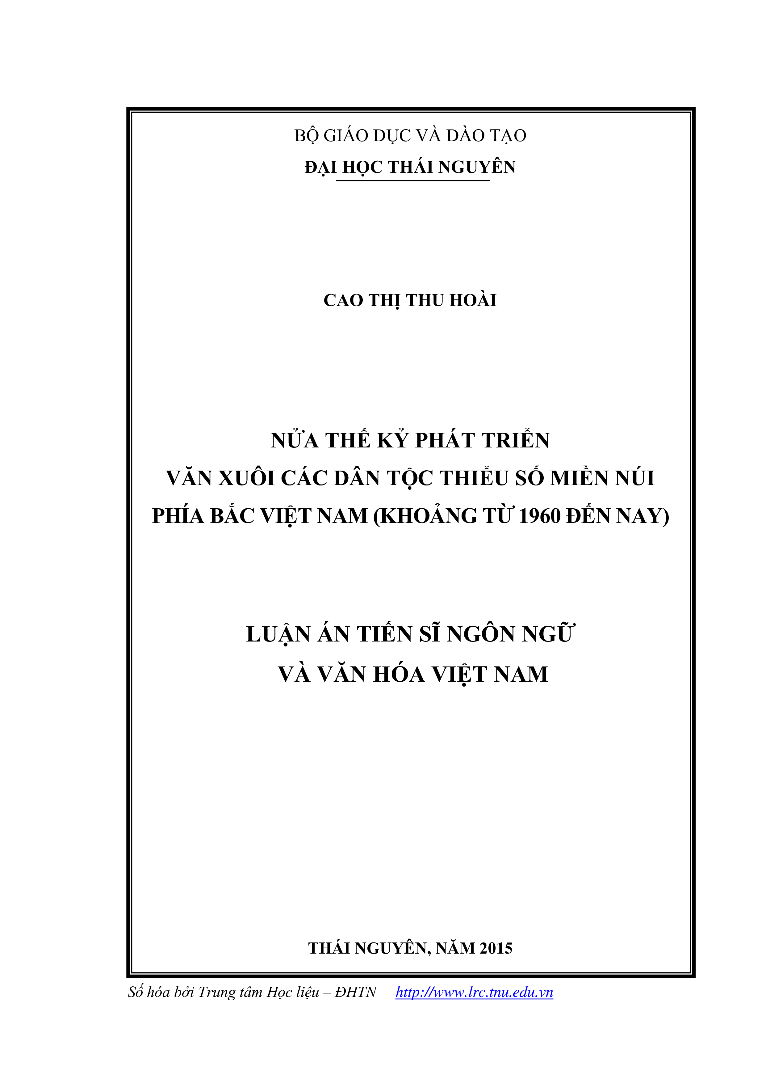 Nửa thế kỷ phát triển văn xuôi các dân tộc thiểu số miền núi phía bắc Việt Nam (khoảng từ 1960 đến nay)