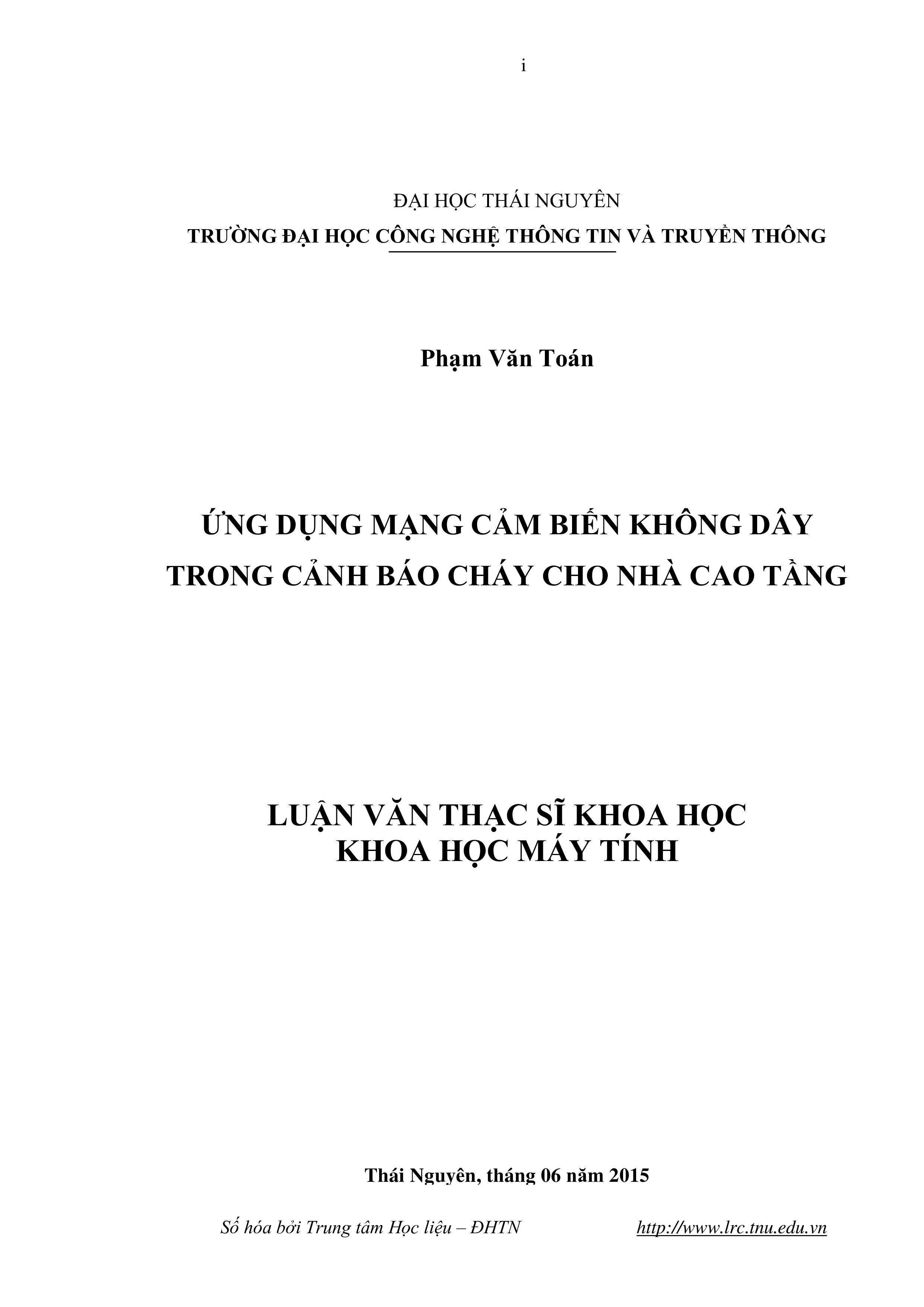 Ứng dụng mạng cảm biến không dây trong cảnh báo cháy cho nhà cao tầng