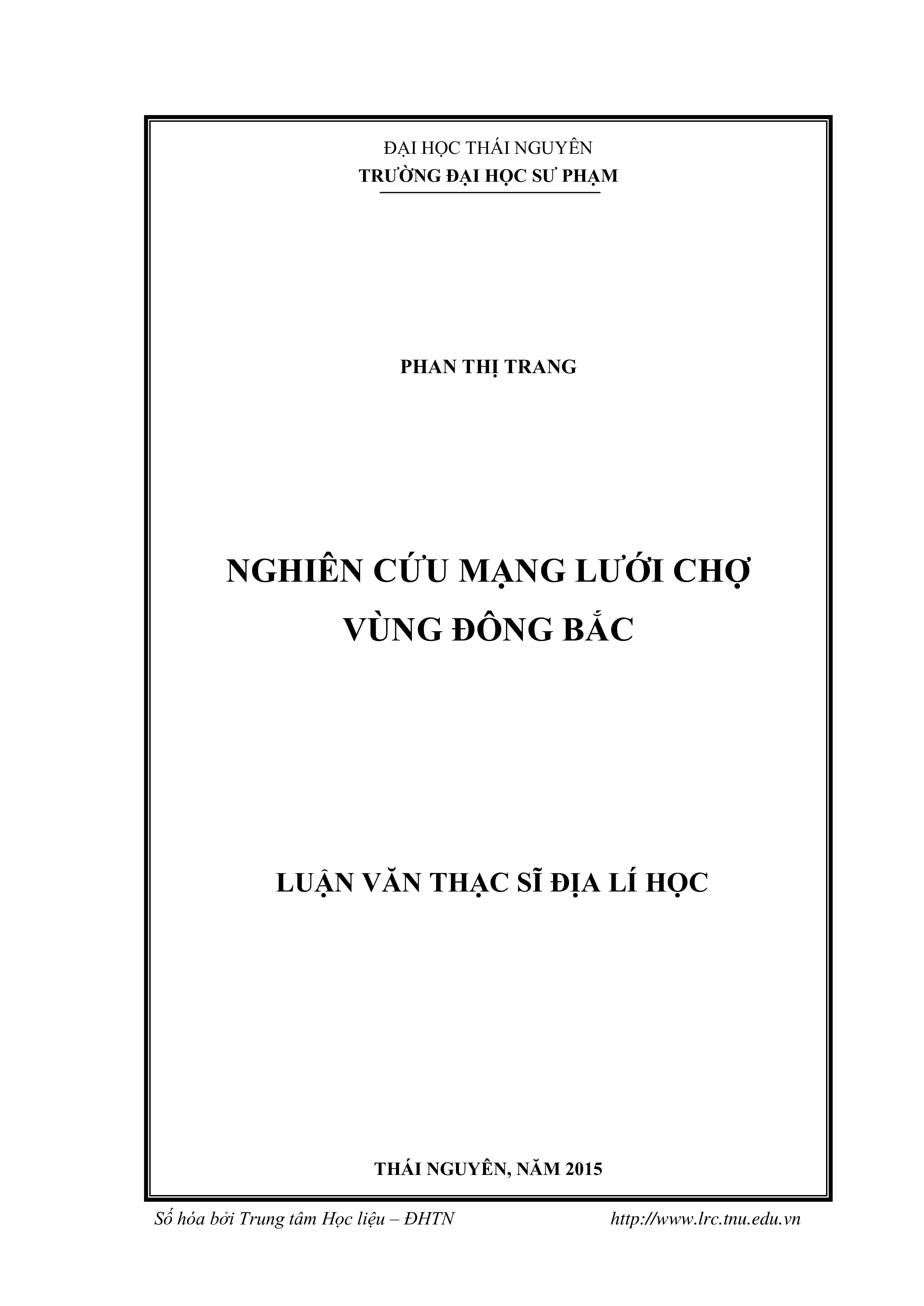 Nghiên cứu mạng lưới chợ vùng Đông Bắc