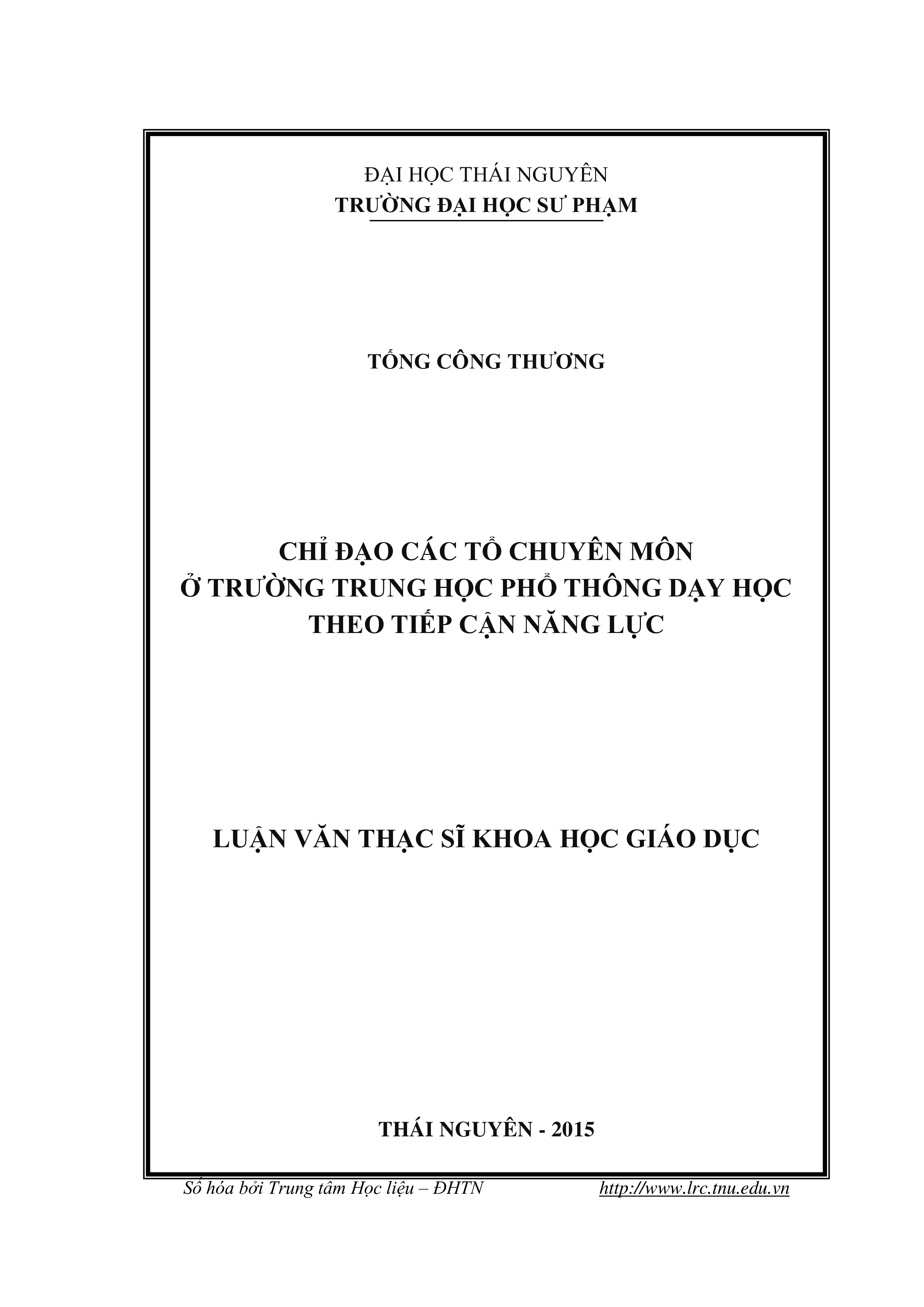 Chỉ đạo các tổ chuyên môn ở trường trung học phổ thông dạy học theo tiếp cận năng lực