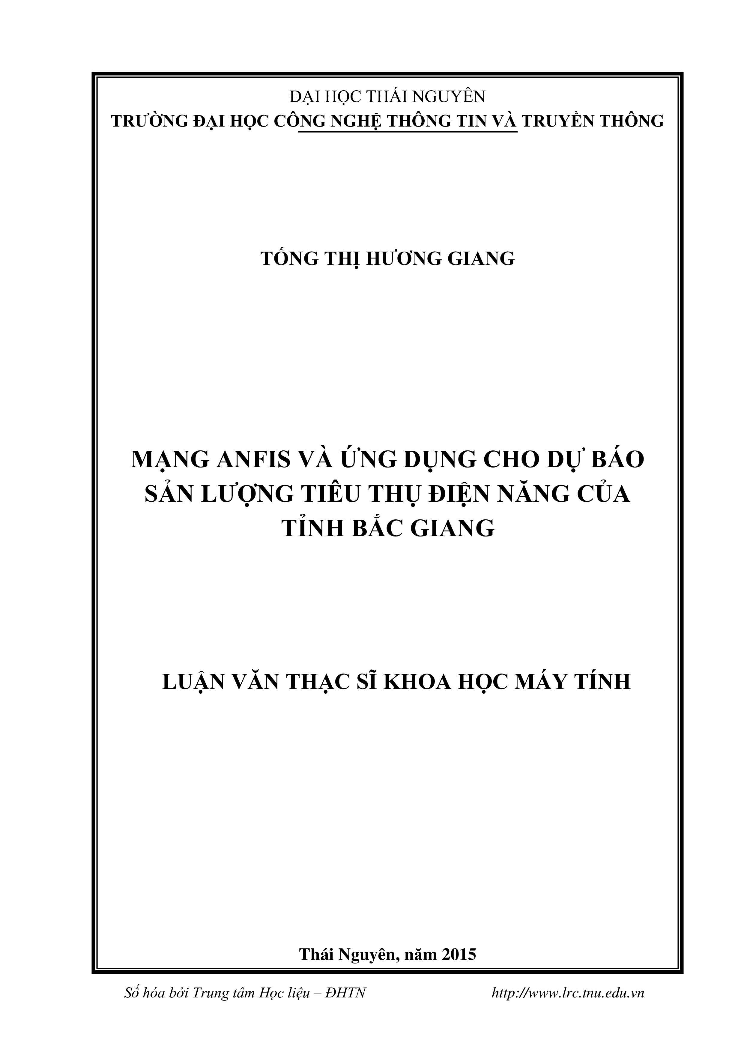Mạng Anfis và ứng dụng cho dự báo sản lượng tiêu thụ điện năng của tỉnh Bắc Giang