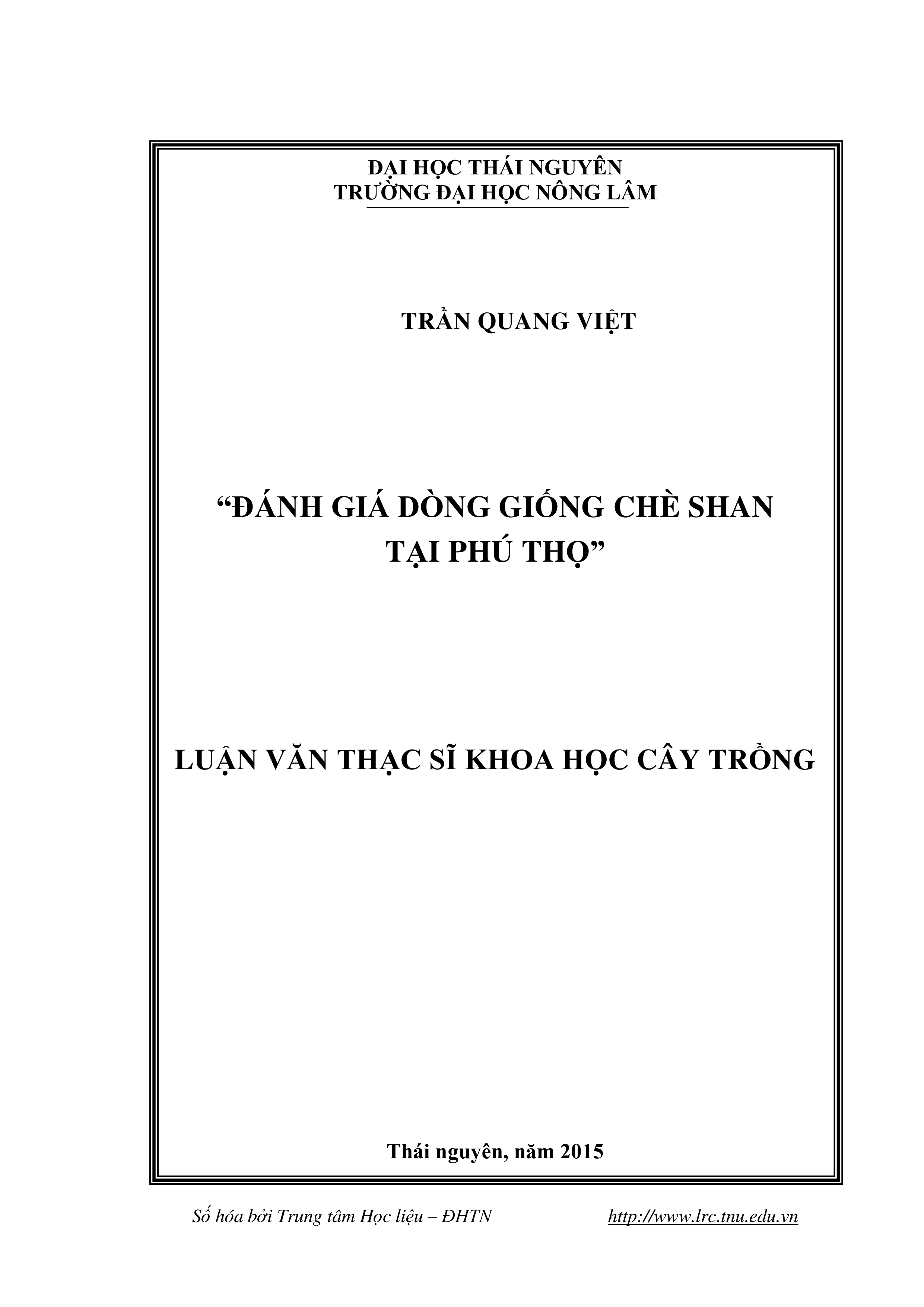 Đánh giá một số dòng chè Shan tại Phú Thọ