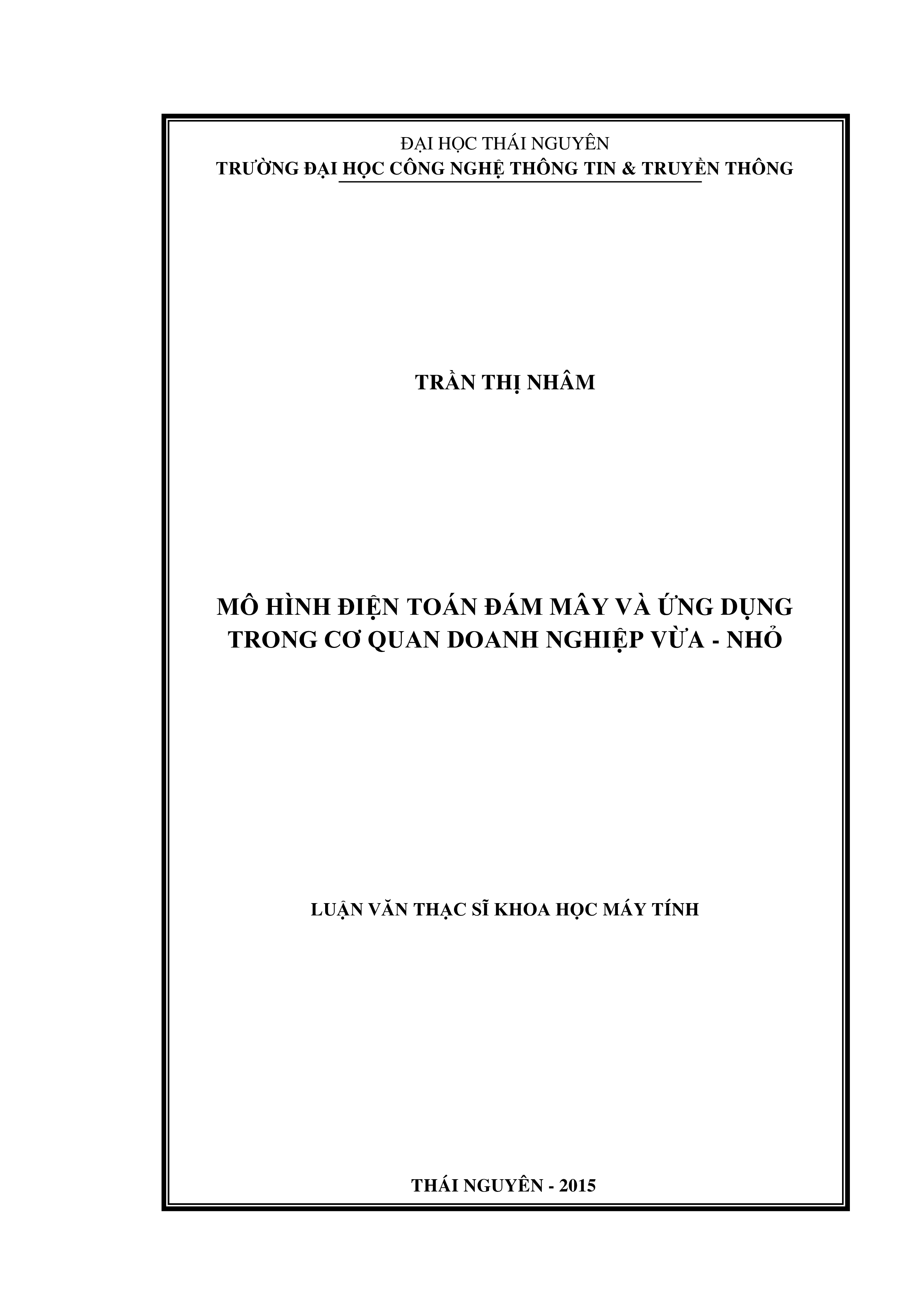 Mô hình điện toán đám mây và ứng dụng trong cơ quan doanh nghiệp vừa – nhỏ