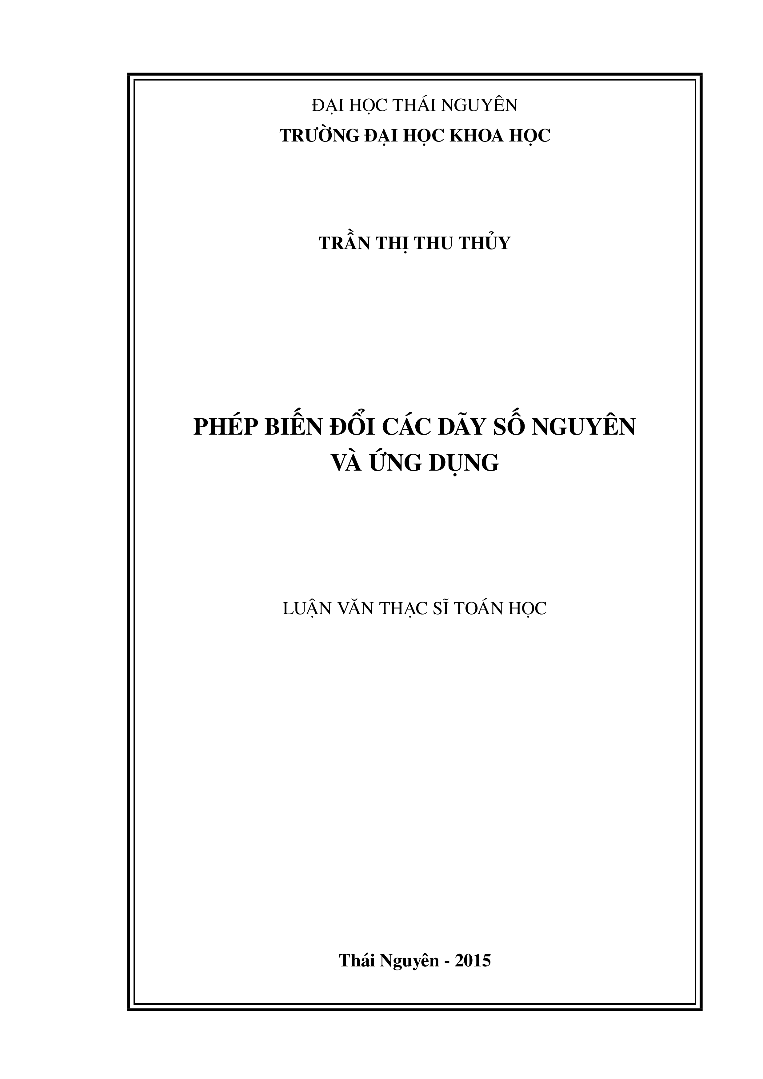 Phép biến đổi các dãy số nguyên và ứng dụng