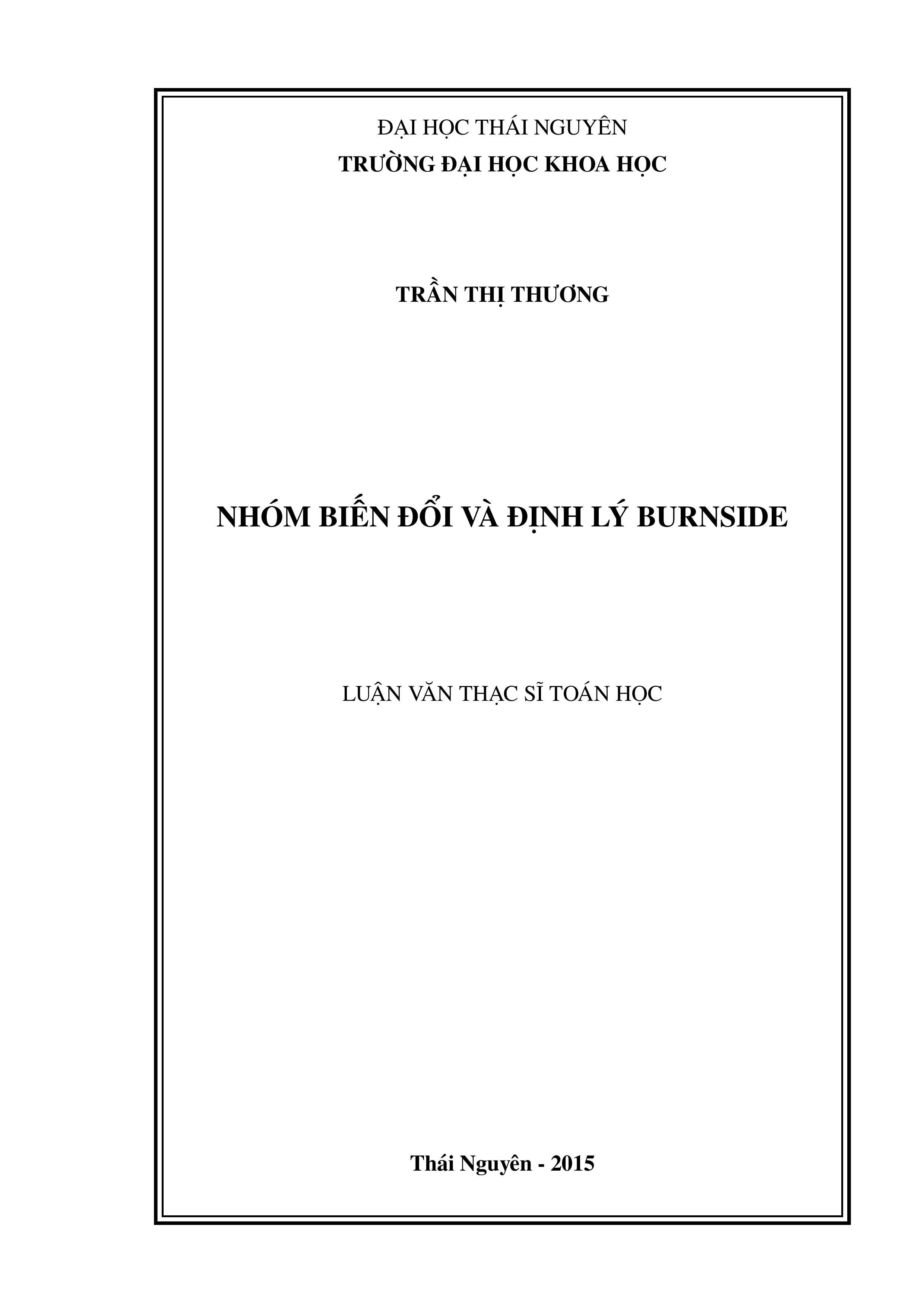 Nhóm biến đổi và định lý burnside