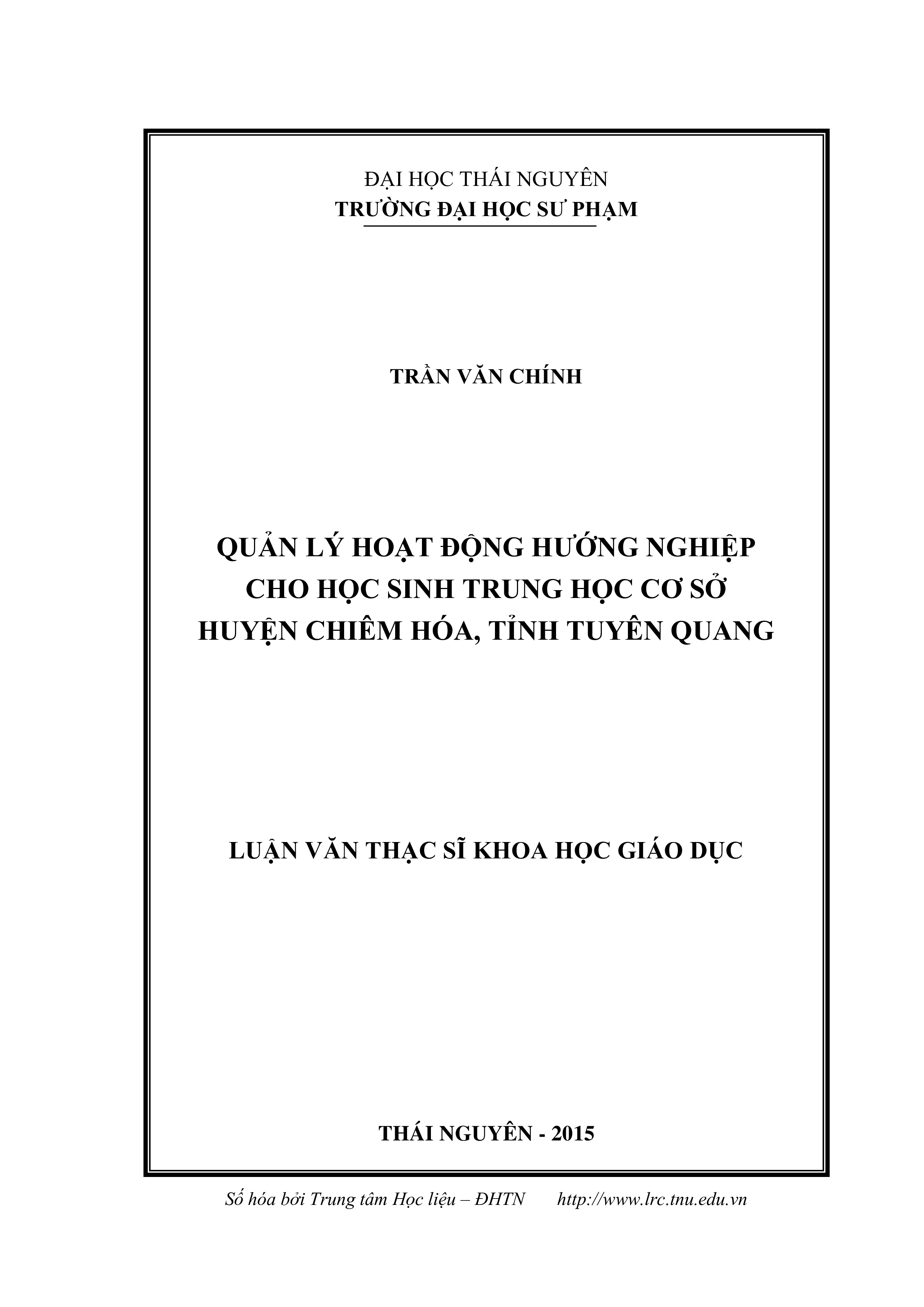 Quản lý hoạt động hướng nghiệp cho học sinh THCS huyện Chiêm Hóa, tỉnh Tuyên Quang