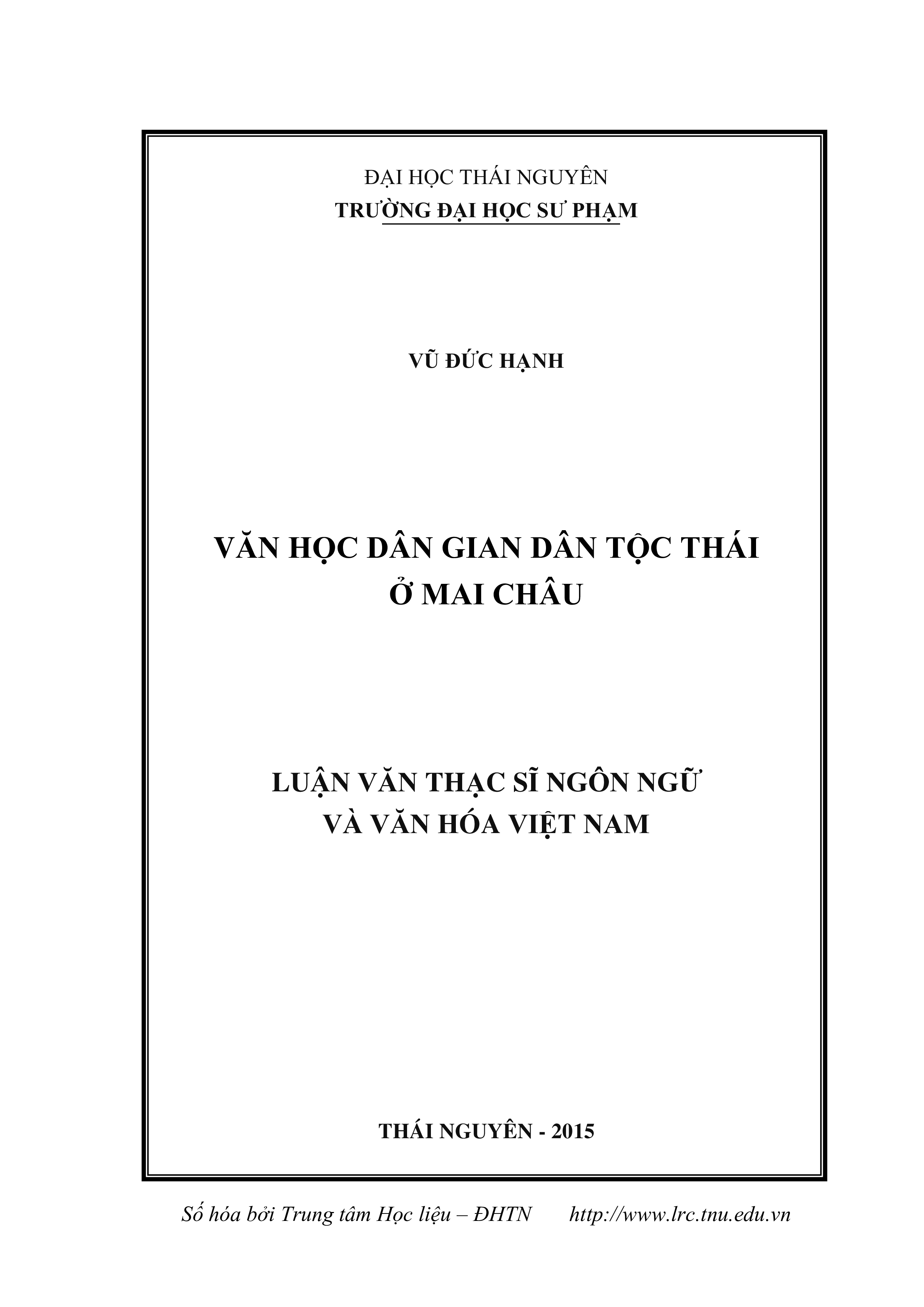 Văn học dân gian dân tộc Thái ở Mai Châu