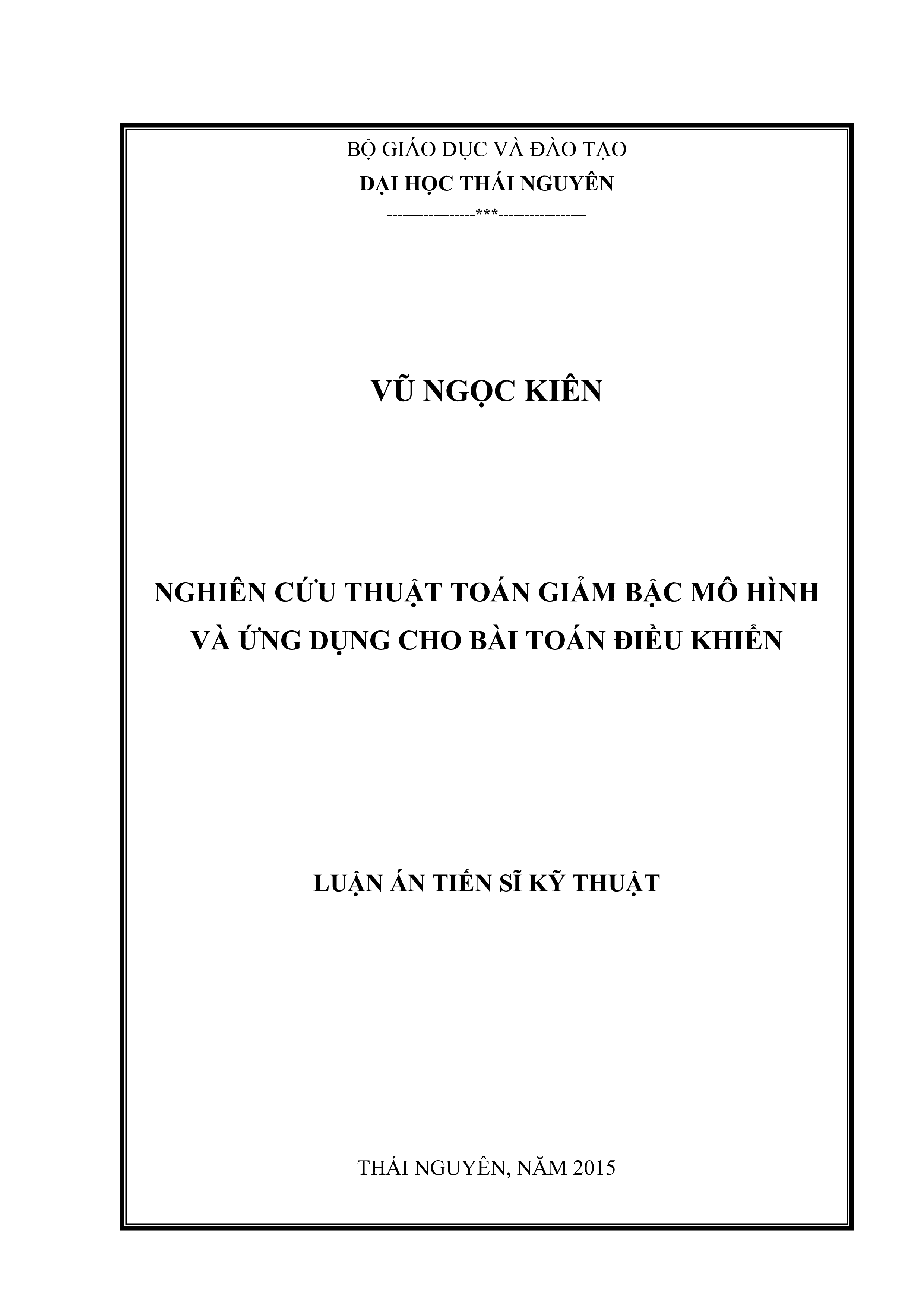 Nghiên cứu thuật toán giảm bậc mô hình và ứng dụng cho bài toán điều khiển