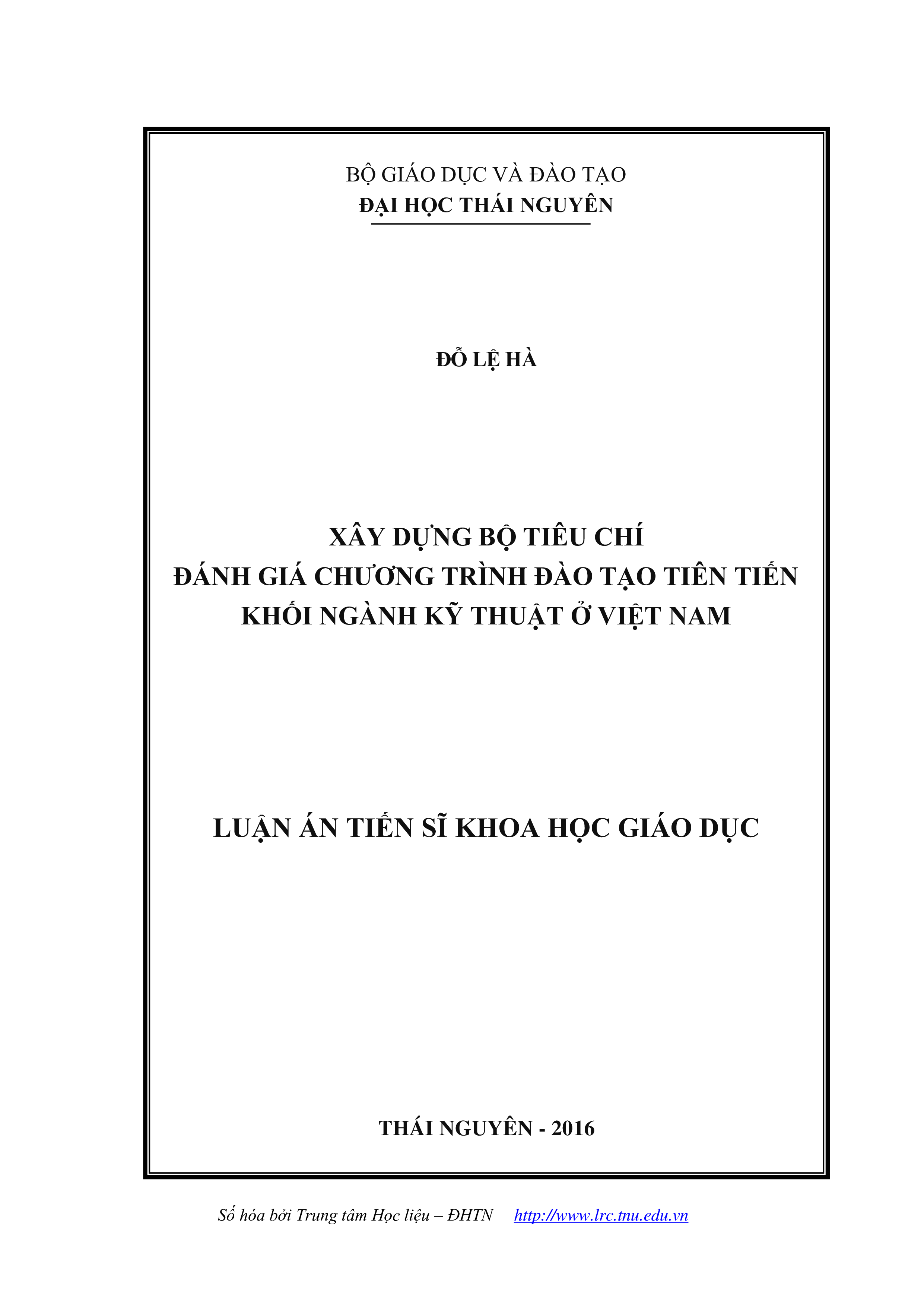 Xây dựng bộ tiêu chí đánh giá chương trình đào tạo tiên tiến khối ngành Kỹ thuật ở Việt Nam