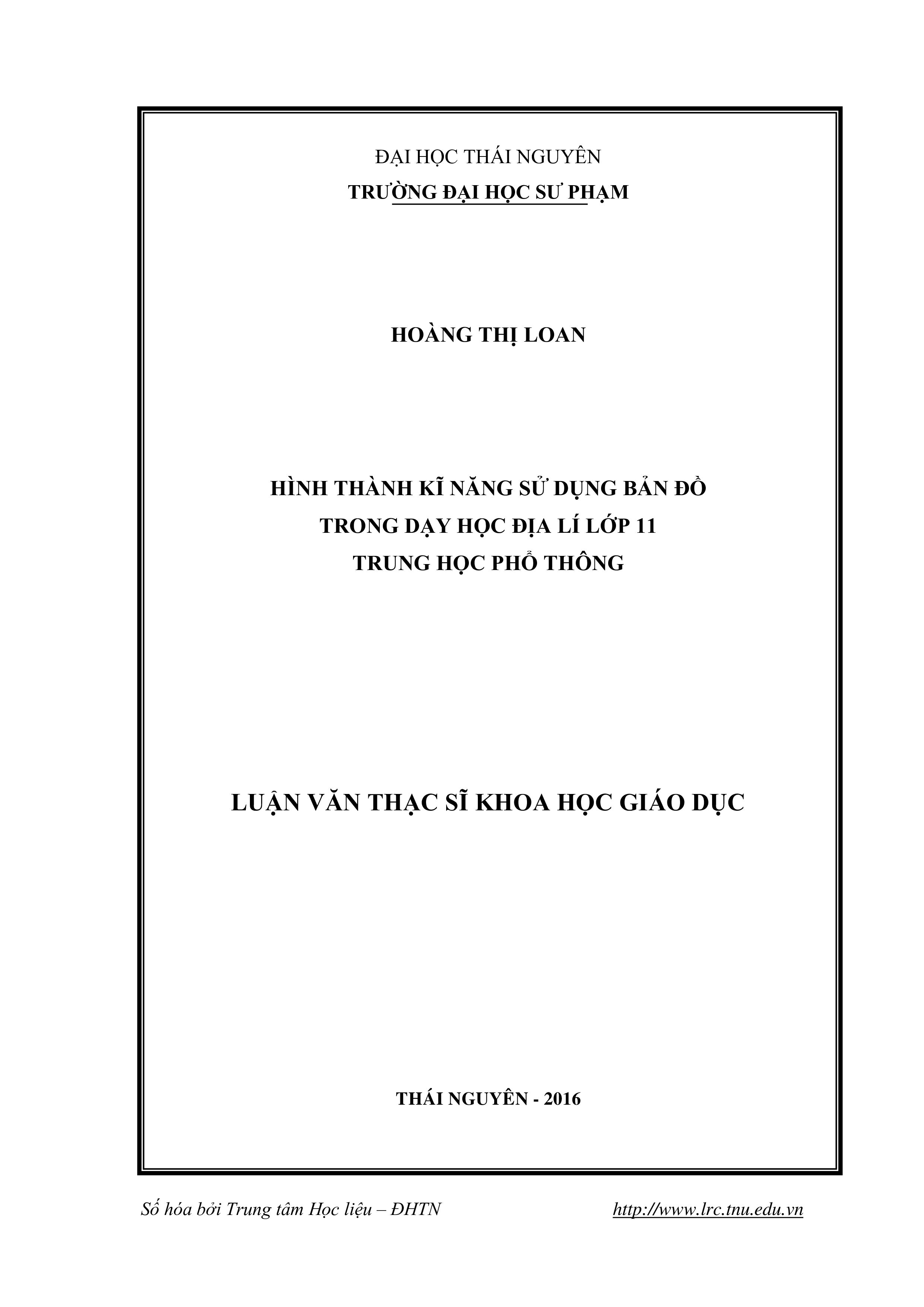 Hình thành  kĩ năng sử dụng bản đồ trong dạy học Địa lí lớp 11 – Trung học phổ thông