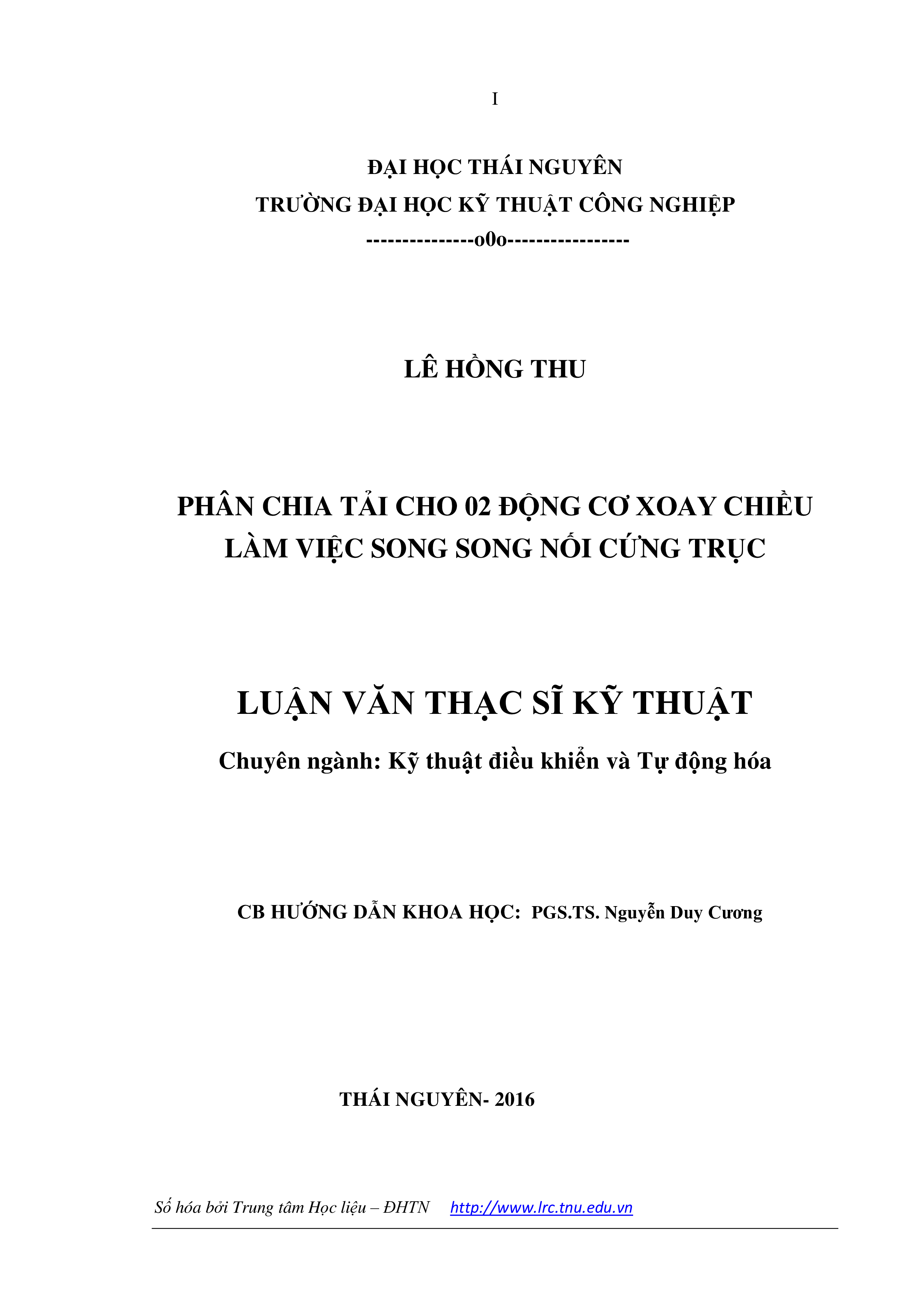 Phân chia tải cho 02 động cơ xoay chiều làm việc song song nối cứng trục