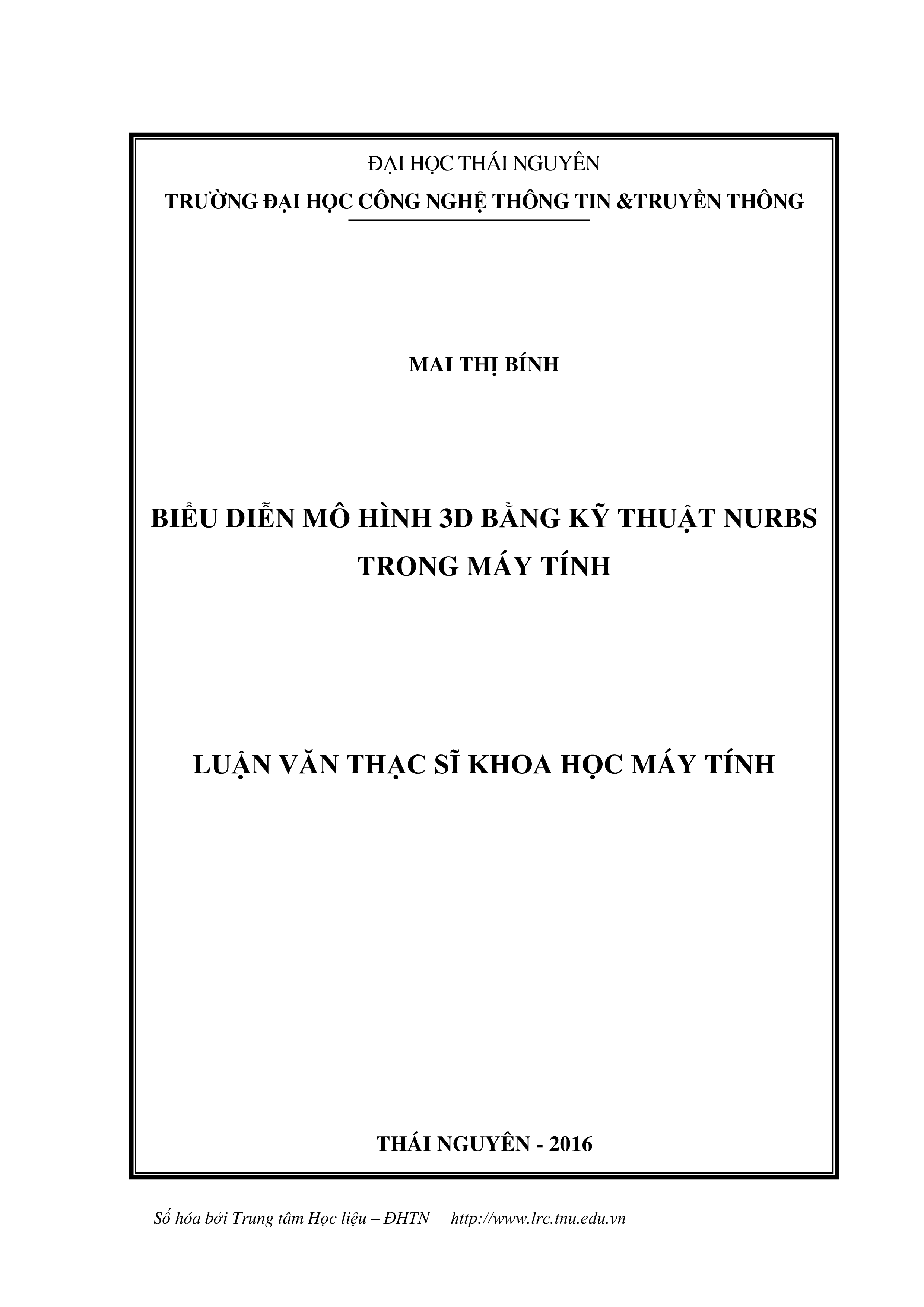 Biểu diễn mô hình 3D bằng kỹ thuật NURBS trong máy tính