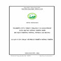 Nghiên cứu thực trạng và giải pháp xây dựng nông thôn mới huyện Thông Nông, tỉnh Cao Bằng