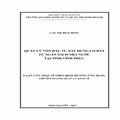 Quản lý vốn đầu tư xây dựng cơ bản từ ngân sách nhà nước tại Tỉnh Vĩnh Phúc