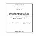 Quản lý hoạt động giáo dục văn hóa ứng xử cho học sinh Trường phổ thông Dân tộc nội trú Trung học cơ sở Đại Từ, tỉnh Thái Nguyên