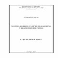 Nguồn lao động và sử dụng lao động ở thành phố Hải Phòng