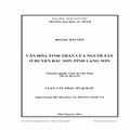 Văn hóa tinh thần của người Tày ở huyện Bắc Sơn tỉnh Lạng Sơn